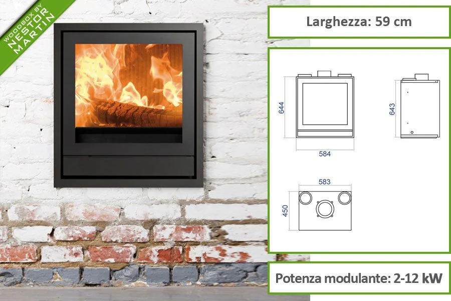 Inserti da Camino di Design a Legna con Catalizzatore Nestor Martin