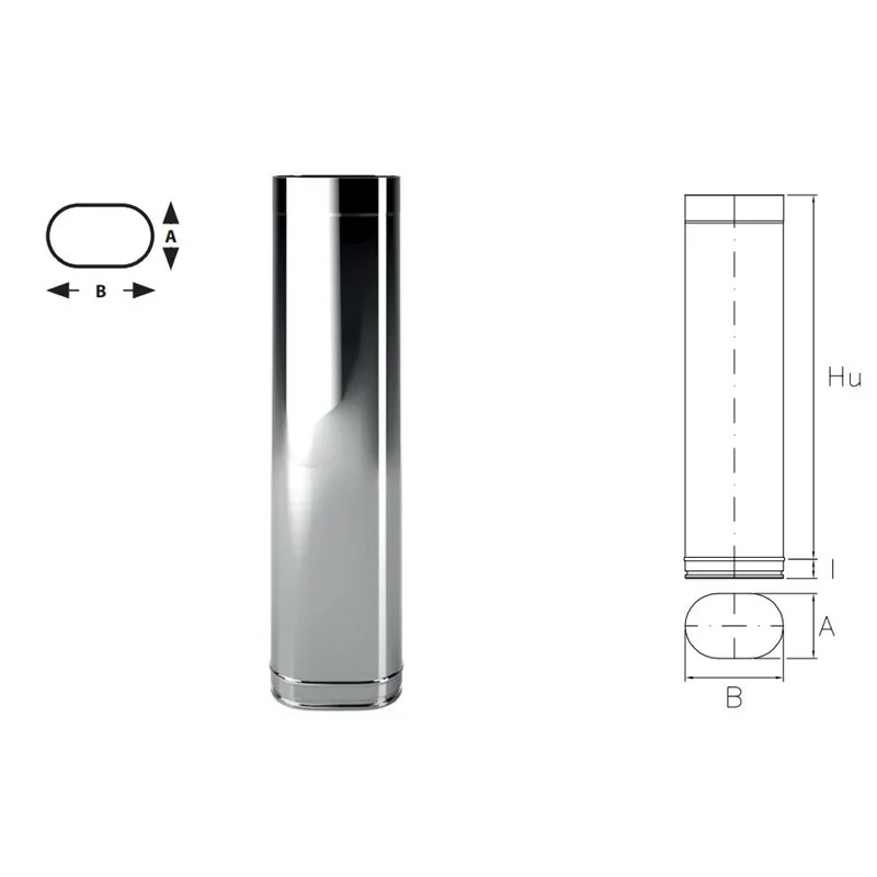 Canne Fumarie e Tubi Inox AISI 316L Monoparete OVALI per Intubamento Cavedi MC Fumisteria