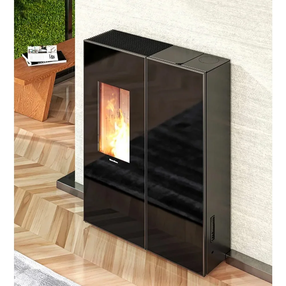 Stufa a Pellet Ultra-Slim Canalizzata Extraflame Sharon Plus (Steel, Petra, Crystal)